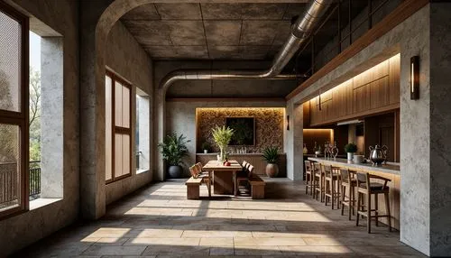 tile kitchen,kitchen design,amanresorts,kitchen interior,dining room,modern kitchen interior,breakfast room,interiors,hallway space,limewood,interior modern design,concrete ceiling,wooden beams,interior design,loft,modern kitchen,associati,home interior,the kitchen,corten steel