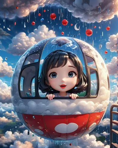 little girl with balloons,balloon trip,little planet,red balloon,balloon,snow globe,raincloud,hot-air-balloon-valley-sky,capsule,ballooning,dream world,lensball,world digital painting,3d fantasy,captive balloon,star balloons,globe,hot air balloon,snow globes,snowglobes,Unique,3D,3D Character