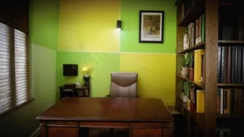 study room,consulting room,secretary desk,blur office background,doctor's room,computer room,reading room,visual effect lighting,writing desk,danish room,desk,bookshelves,examination room,creative office,yellow wallpaper,one room,recreation room,one-room,search interior solutions,interior decoration