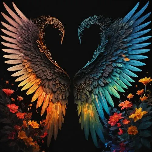 winged heart,phoenixes,uniphoenix,fenix,garuda,pheonix,flower and bird illustration,phenix,arryn,phoenix,angelfire,color feathers,heart background,bird wings,digital artwork,archangels,digital art,phoenix rooster,ayat,pegasi,Photography,General,Fantasy