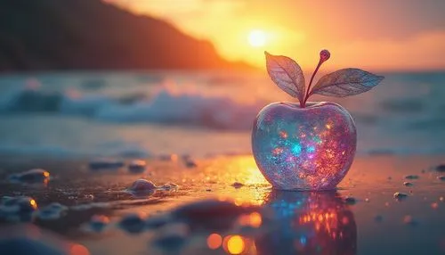 flower in sunset,bokeh effect,colorful water,colorful glass,colorful light,flower water,Photography,General,Fantasy