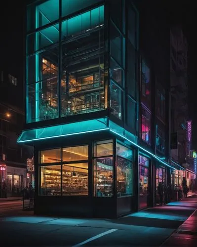 store front,store fronts,storefronts,computer store,glass building,storefront,enernoc,music store,retro diner,neon coffee,japanese restaurant,glass facades,at night,glass facade,shopfronts,a restaurant,nightclub,cornerhouse,neon cocktails,stores,Illustration,Black and White,Black and White 28