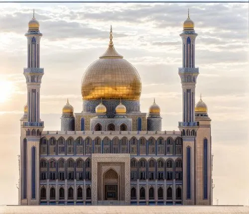 a view of an old building with tall towers,abu dhabi mosque,al nahyan grand mosque,sheikh zayed grand mosque,king abdullah i mosque,sheihk zayed mosque,masjid nabawi,Architecture,Campus Building,Afric