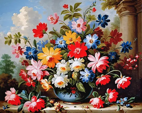 flower vase,flower painting,still life of spring,floral composition,floral arrangement,vase,potted flowers,bouquets,splendor of flowers,bouquet of flowers,flowers in basket,sunflowers in vase,floral ornament,flower bouquet,flower arrangement,floral decorations,basket with flowers,summer flowers,garden flowers,spring flowers,Art,Classical Oil Painting,Classical Oil Painting 36