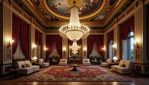 royal interior,ornate room,entrance hall,villa cortine palace,ritzau,highclere castle,drottningholm,cliveden,foyer,villa farnesina,ballroom,cochere,lanesborough,anteroom,the royal palace,baccarat,opulently,candelabras,residenz,royal palace