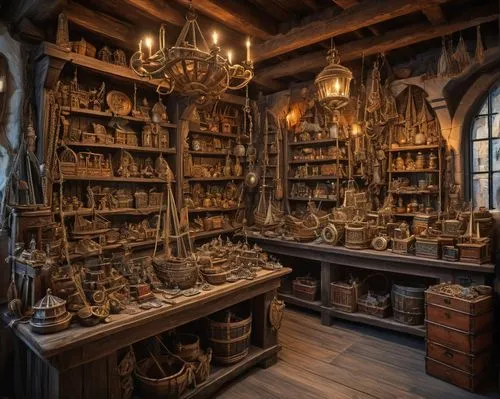 apothecary,shoe cabinet,candlemaker,shoe store,gift shop,brandy shop,potions,castle iron market,bookshelves,medieval architecture,shelves,wooden toys,hogwarts,witch's house,antiquariat,pottery,tinsmith,treasure house,kitchen shop,shelving,Photography,General,Fantasy