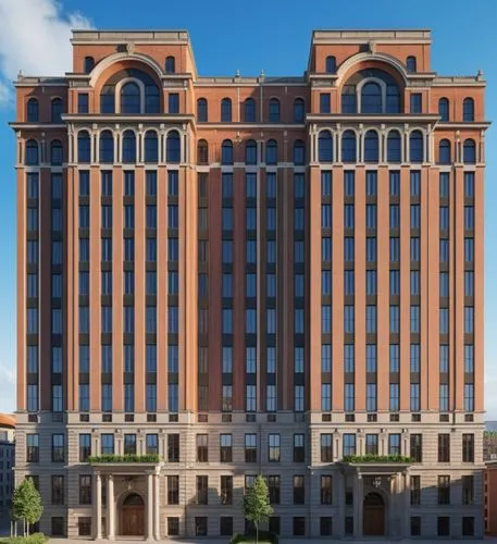 an old brick building with arched windows and large arches,takashimaya,kempinski,grand hotel europe,mitsukoshi,rotana,largest hotel in dubai,Photography,General,Realistic