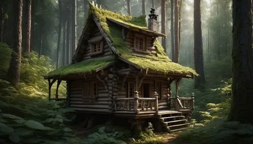 house in the forest,fairy house,forest house,tree house,little house,greenhut,small house,treehouses,witch's house,miniature house,ancient house,lonely house,wooden house,treehouse,small cabin,wooden hut,japanese shrine,bird house,witch house,tree house hotel,Conceptual Art,Fantasy,Fantasy 11