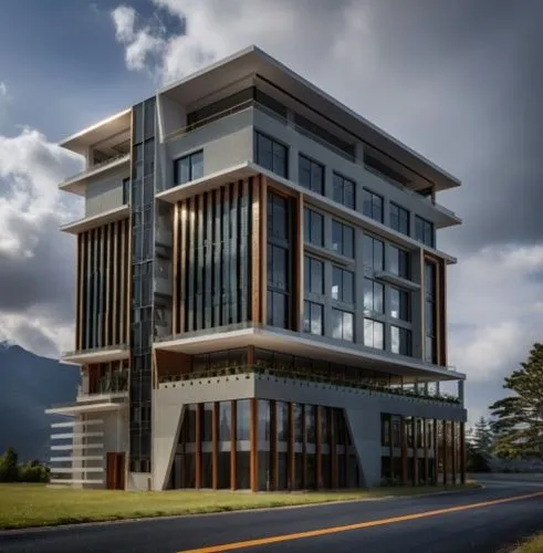 trees and roads,a large modern building with lots of windows,kinabalu,modern architecture,snohetta,modern building,office building,edificio,investec,revit,universiti malaysia sabah,modern house,ranau,