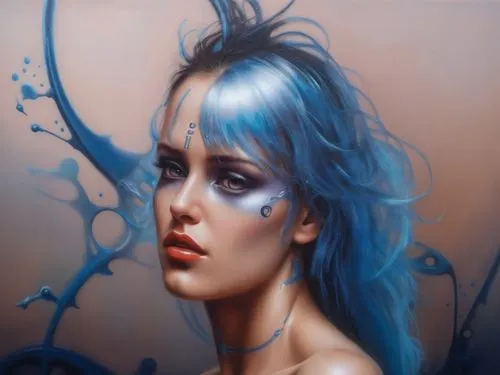 Passion Sexy Painting/Naked Woman  Abstract Body Art Oil Painting
,karou,blue painting,blue enchantress,undine,blue heart,blue rain,blue hawaii,cerulean,fantasy art,mystique,bleue,blue hair,blue snake