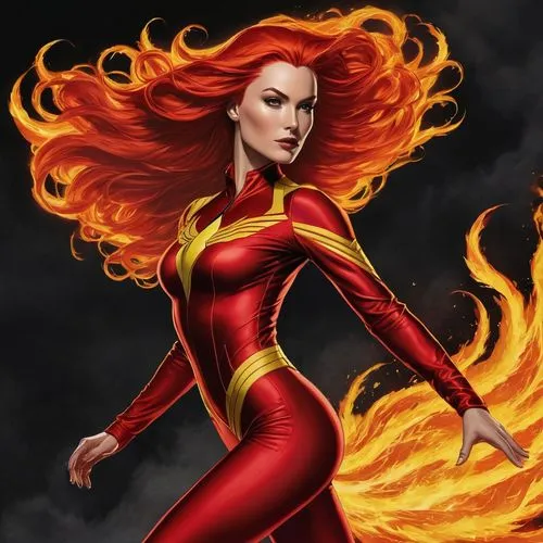 flamebird,firestar,fiery,hellstrom,firehawk,fire siren,Illustration,American Style,American Style 14