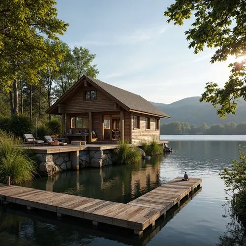 house with lake,summer cottage,the cabin in the mountains,boathouse,boat house,summer house,house by the water,boat dock,pool house,chalet,cottage,boathouses,cabins,lake view,undock,cottagecore,tellico,wooden decking,boat shed,log home