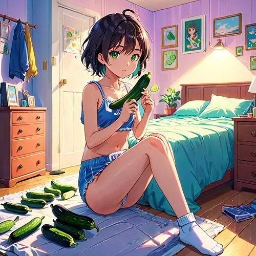 cucumbers,pinya,fubuki,washing vegetables,takagaki,Anime,Anime,Realistic