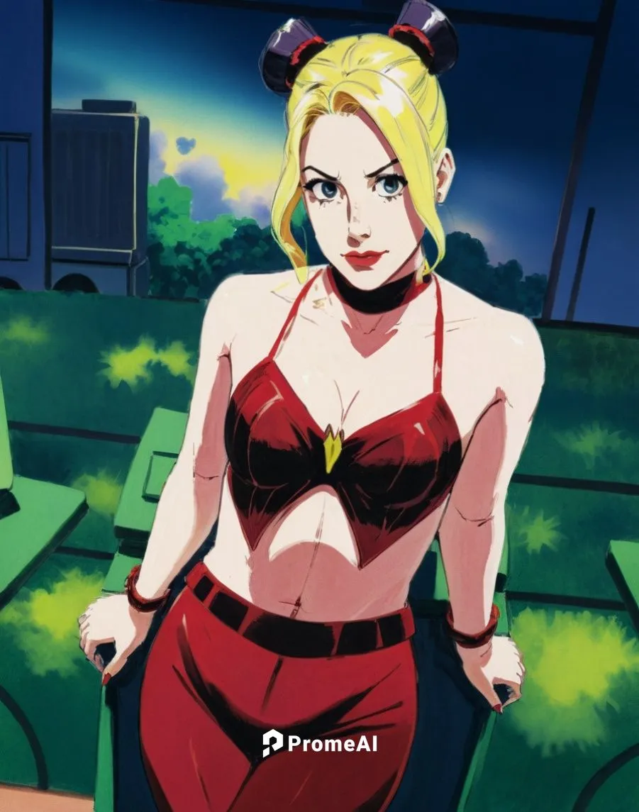 a blonde girl in lingerie posing with her hands on her hips,namorita,cammy,harley quinn,palmiotti,karin,gwen,Illustration,American Style,American Style 11