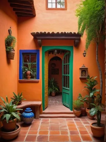 tlaquepaque,blue door,patios,blue doors,courtyards,patio,entryway,entryways,palmilla,courtyard,spanish tile,garden door,hacienda,casa,santa barbara,front door,puertas,marrakesh,doorways,santa fe,Art,Artistic Painting,Artistic Painting 28