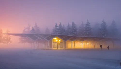 brocken station,finnish lapland,lapland,fairbanks,north american fog,winter house,foggy landscape,train station,winter morning,brocken railway,ice fog halo,train depot,snow shelter,snow house,morning 