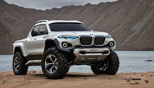 Imagine a BMW pickup truck with advanced off-road capabilities.,jeep gladiator rubicon,compact sport utility vehicle,mercedes-benz g-class,all-terrain,jeep liberty,jeep wrangler,jeep gladiator,off-roa