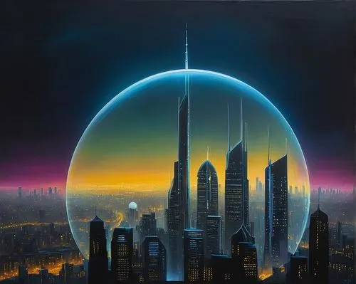 futuristic landscape,cybercity,coruscant,cityscape,extrasolar,city skyline,megacorporation,metropolis,skyscrapers,futurist,stellaris,cybertown,cyberport,cyberworld,sky city,neuromancer,skyterra,jablonsky,cityscapes,barad,Illustration,Abstract Fantasy,Abstract Fantasy 15