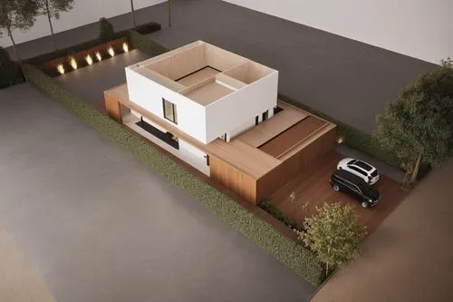 3D Floor plan, Modern home,a view of a house from above, the house has been placed on an elevated section of land with a driveway,modern house,cubic house,3d rendering,cube house,residential house,viv