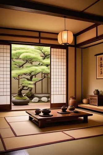 japanese-style room,ryokan,tatami,ryokans,tea ceremony,teahouse,chanoyu,dojo,japanese zen garden,rakugo,japanese background,japanese style,hideyoshi,onsen,japanese art,shoin,teahouses,zen garden,hakama,shingen,Illustration,Retro,Retro 10