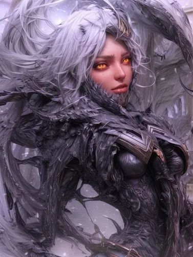 raven sculpture,vax figure,ice queen,allies sculpture,silver,sculpt,fantasy portrait,eternal snow,hoarfrost,silvery,3d figure,frozen ice,silver lacquer,the snow queen,ice,paper art,ice rain,fractalius,ice crystal,fantasy woman