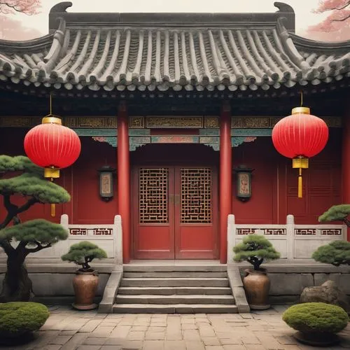 asian architecture,qibao,hall of supreme harmony,buddhist temple,shuozhou,suzhou,hengdian,dojo,qingcheng,chaozhou,soochow,red lantern,jingshan,sanshui,wudang,teahouses,zhaozhou,fengshui,confucian,daoist,Illustration,Japanese style,Japanese Style 08