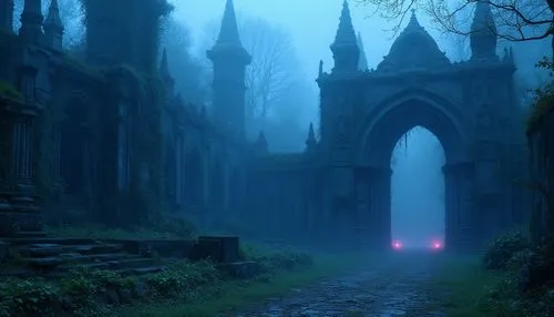 haunted cathedral,necropolis,old graveyard,ravenloft,crypts,mausoleum ruins,graveyards,ruins,hall of the fallen,cemetry,sepulchres,eerie,ghost castle,portal,graveyard,oscura,cemeteries,shadowgate,the mystical path,monastery,Photography,General,Realistic