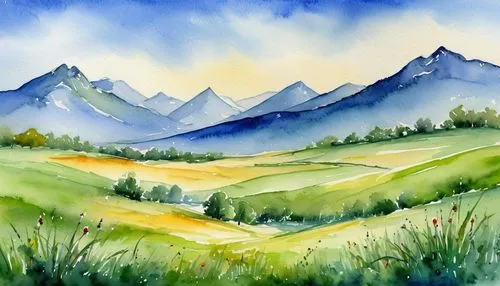 watercolor background,watercolor,mountain landscape,watercolor painting,mountainous landscape,mountain scene,watercolor paint,salt meadow landscape,landscape background,watercolour,mountain meadow,meadow landscape,mountain pasture,watercolor blue,mountain range,watercolors,tatras,watercolor paint strokes,slovak tatras,alpine meadow,Illustration,Paper based,Paper Based 24