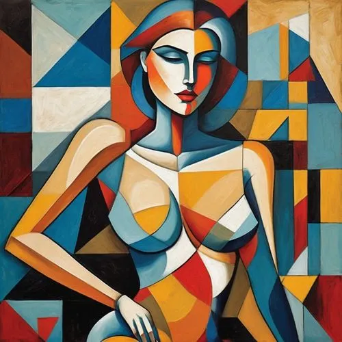 art deco woman,metzinger,leger,severini,cubist,lempicka,cubists,woman sitting,lichenstein,giorgini,art deco,cubism,goncharova,gaudier,feitelson,decorative figure,bluemner,young woman,picasso,bragman,Art,Artistic Painting,Artistic Painting 45