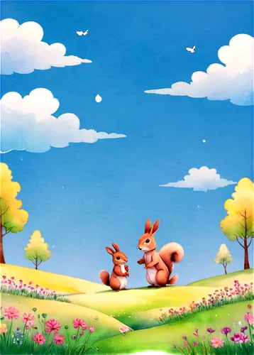 springtime background,easter background,children's background,spring background,easter rabbits,cottontails,hares,lapine,rabbit family,rabbits,bunnies,cute cartoon image,jackalopes,springtime,spring greeting,cartoon video game background,easter card,hare trail,cartoon forest,tulip background,Illustration,Vector,Vector 21