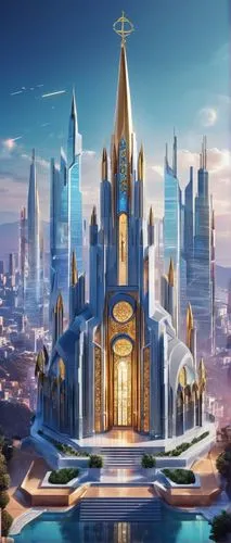 shanghai disney,fantasy city,dubailand,tokyo disneyland,usj,citadels,fairy tale castle,reichstadt,lotte world tower,coruscant,fantasy world,midan,cinderella's castle,kingdoms,gold castle,sky city,disney castle,tirith,asgard,theed,Illustration,Realistic Fantasy,Realistic Fantasy 43