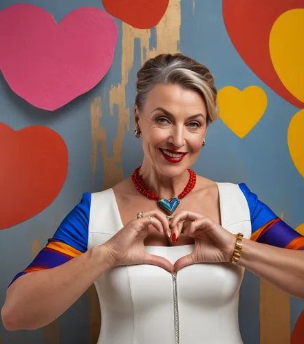 a beautyful 40yo lady in a latex dress give a heart sign,valentine day's pin up,painted hearts,wallis day,heart clipart,heart background,heart bunting,hearts 3,blue heart balloons,red and blue heart o