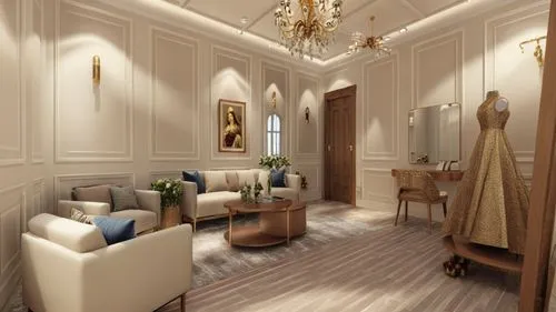 just render the image,the living room has white chairs and wooden tables,luxury home interior,3d rendering,luxury bathroom,hallway space,interior decoration,interior design,mouawad,bridal suite,ornate