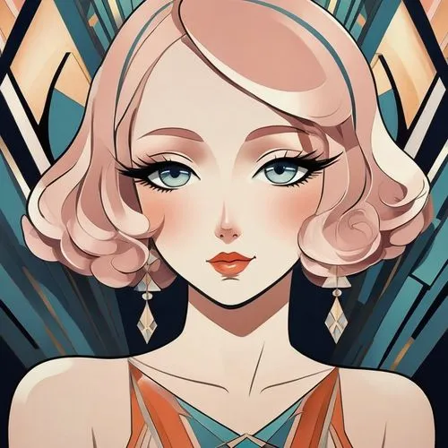 art deco woman,art deco background,flapper,peony,art deco,pearl,pink diamond,transistor,rutile,art deco frame,liselotte,peony frame,vestal,effie,saionji,phi,nerine,solar quartz,evie,satine,Illustration,Vector,Vector 18