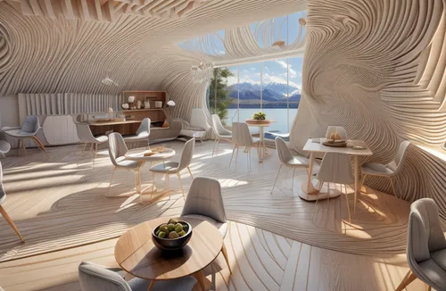 alpine restaurant,breakfast room,snowhotel,3d rendering,ice hotel,a restaurant,beach restaurant,salt bar,restaurant bern,fine dining restaurant,interior design,inverted cottage,eco hotel,sky space concept,dunes house,render,cubic house,ufo interior,dining room,interior modern design