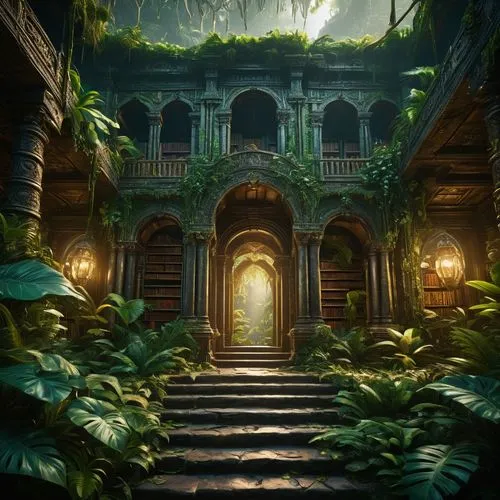 dandelion hall,labyrinthian,hall of the fallen,amazonica,fantasy picture,forest house,Photography,General,Fantasy