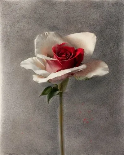 red rose in a vase with gray background,porcelain rose,white rose,keeffe,rosebud,rose flower illustration,rose flower drawing