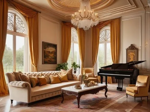 luxury home interior,steinway,grand piano,ornate room,great room,steinways,sitting room,the piano,ritzau,neoclassical,livingroom,parlor,living room,gustavian,opulently,interior decor,neoclassic,poshest,royal interior,victorian room,Art,Classical Oil Painting,Classical Oil Painting 19