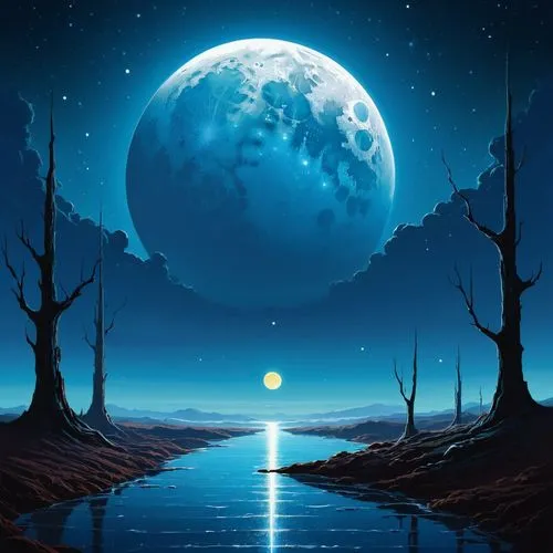 blue moon,lunar landscape,moon and star background,earth rise,blue planet,moonscape,alien planet,fantasy landscape,ice planet,hanging moon,landscape background,lunar,fantasy picture,planet,planet alien sky,planet eart,moonlit night,world digital painting,alien world,earth,Conceptual Art,Sci-Fi,Sci-Fi 12