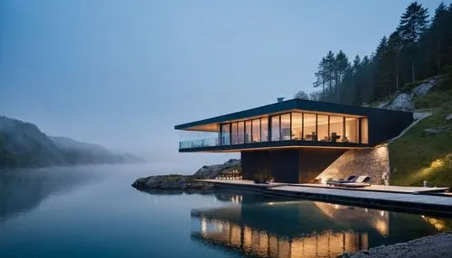 house with lake,house by the water,house in mountains,house in the mountains,lago grey,snohetta,amanresorts,dreamhouse,beautiful home,summer house,boat house,pool house,the cabin in the mountains,swiss house,boathouse,modern architecture,floating huts,houseboat,luxury property,floating over lake,Photography,General,Cinematic