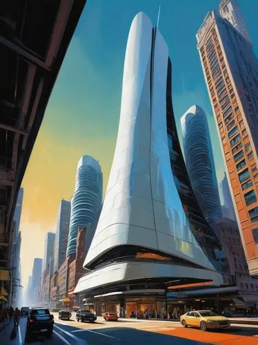 futuristic architecture,futuristic art museum,megacorporation,arcology,morphosis,futuristic landscape,oscorp,skylstad,lexcorp,cybercity,megacorporations,sky space concept,ordos,koolhaas,coruscant,mcquarrie,alchemax,metropolis,azrieli,futuristic,Conceptual Art,Oil color,Oil Color 04