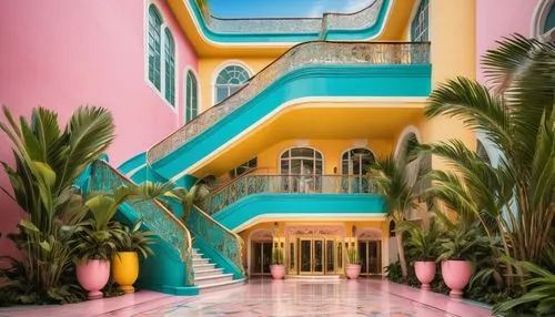 escaleras,hotel riviera,hotel nacional,escalera,gaylord palms hotel,miami,bahamas,hacienda,yucatan,tropicana,tropical house,palmilla,bahamonde,riviera,clevelander,art deco,south beach,bahama,cancun,riad,Art,Classical Oil Painting,Classical Oil Painting 11