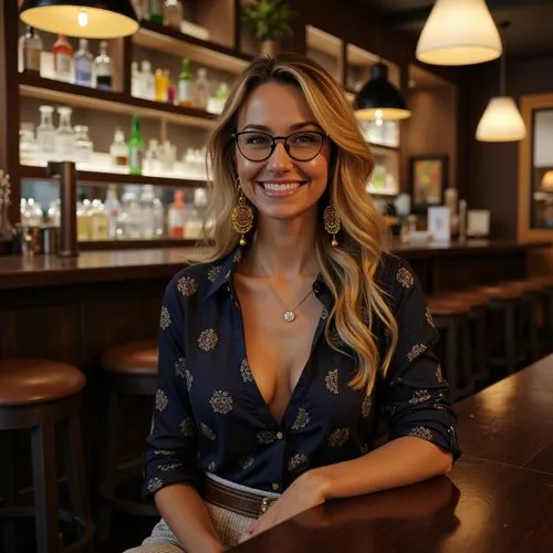 bartender,barista,two glasses,bar,barmaid,with glasses