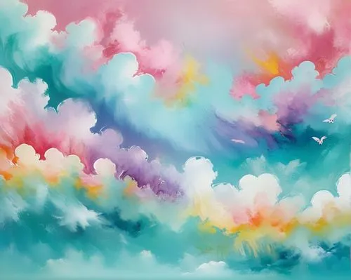 Create a dreamy atmosphere with a soft and ethereal background,rainbow clouds,unicorn background,rainbow pencil background,colorful background,abstract air backdrop,watercolor background,crayon backgr