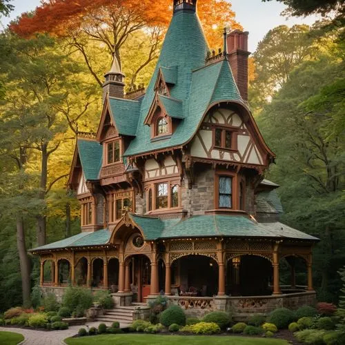 victorian house,house in the forest,fairy tale castle,old victorian,victorian,forest house,Photography,General,Cinematic