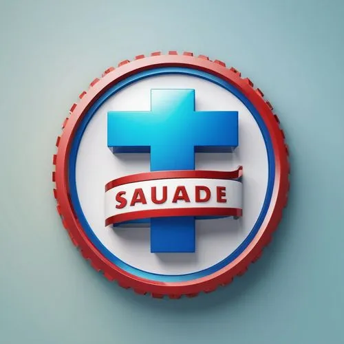 a cross and the word saude are mounted on a badge,medical logo,medical symbol,ambulacral,square logo,medisave,medic