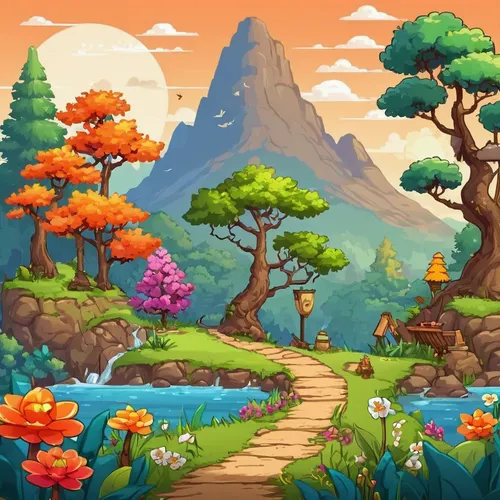 cartoon video game background,mushroom landscape,landscape background,mountain world,an island far away landscape,mountain scene,springtime background,spring background,cartoon forest,autumn mountains,mountain landscape,autumn background,bird kingdom,children's background,forest background,mobile video game vector background,mushroom island,nature landscape,oasis,fall landscape,Unique,Pixel,Pixel 05