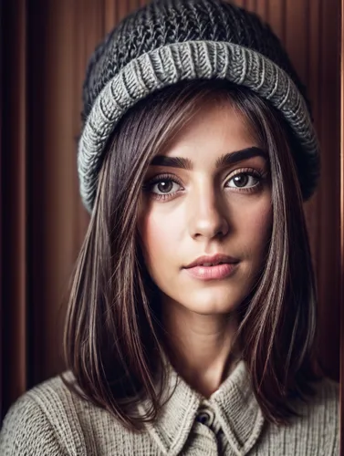 older wawy hair hat,beanie,beret,girl wearing hat,knit hat,brown hat,cloche hat,leather hat,knit cap,the hat-female,woman's hat,women's hat,knitted cap with pompon,brown cap,winter hat,flat cap,hat re