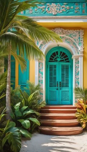 mustique,curacao,tropical house,frederiksted,garden door,belize,cuba background,doorways,christiansted,barbados,bahamian,archways,hacienda,peranakan,doorway,entranceways,bahamas,pondicherry,caribbean,yucatan,Art,Artistic Painting,Artistic Painting 22