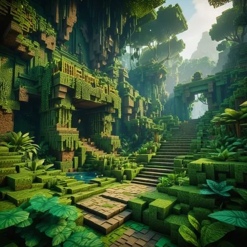 ravine,ravines,skylands,ancient city,verdant,voxel,Photography,General,Fantasy